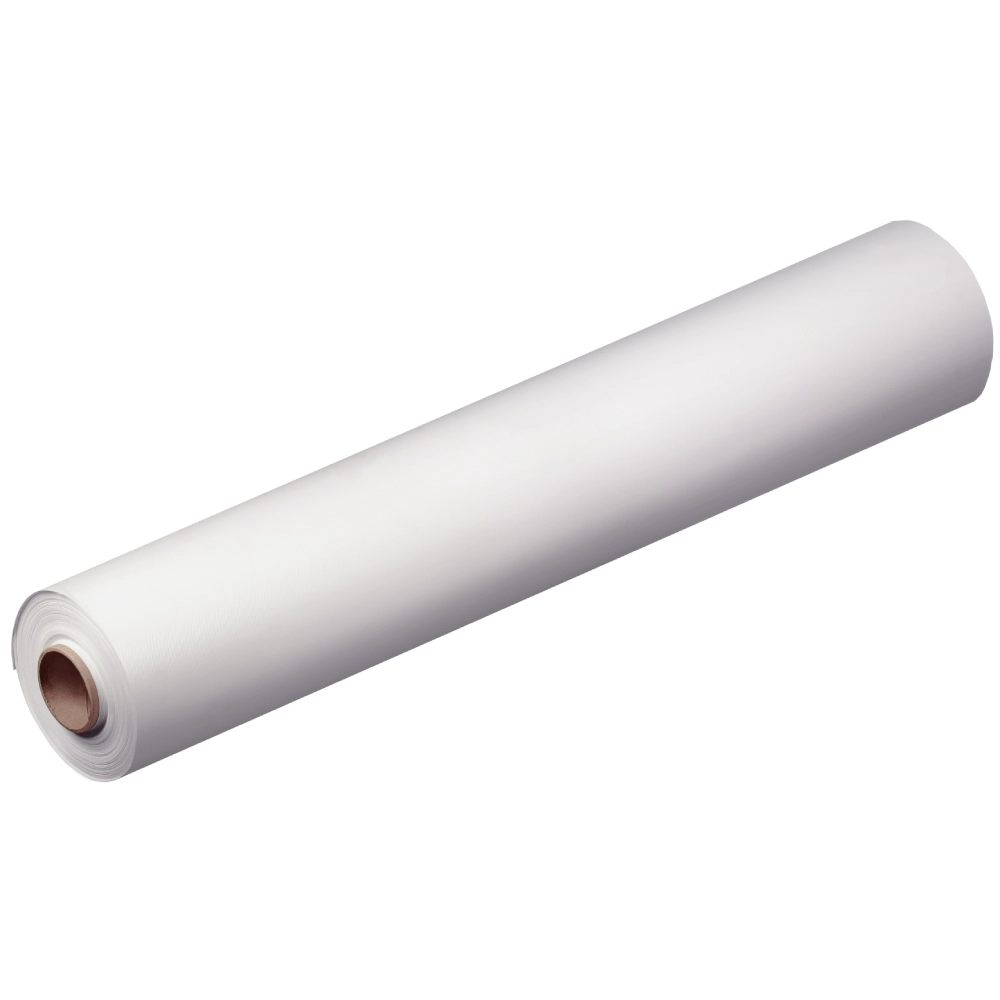 Picture of a roll of white 10 oz PVC-Coated Polyester Fabric 20×20