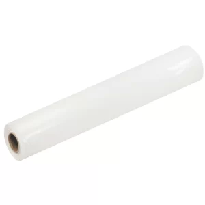 Picture of a roll of white 10 oz PVC-Coated Polyester Fabric 9×9