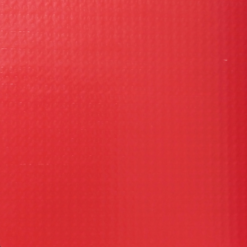 Picture of a sample of a red 12 oz PVC-Coated Polyester Fabric 9×9