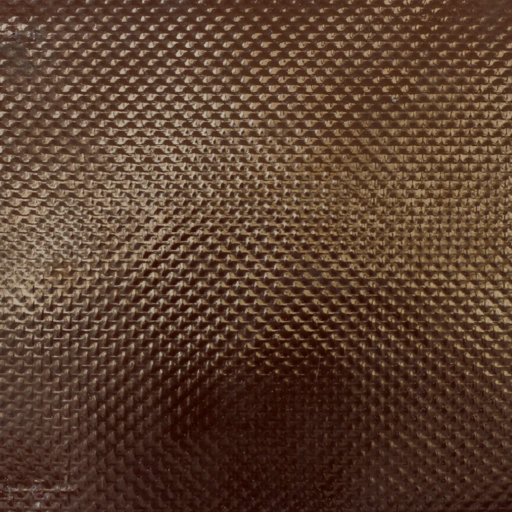 Picture of a sample of a brown 18 oz PVC-Coated Polyester Fabric 14×14.