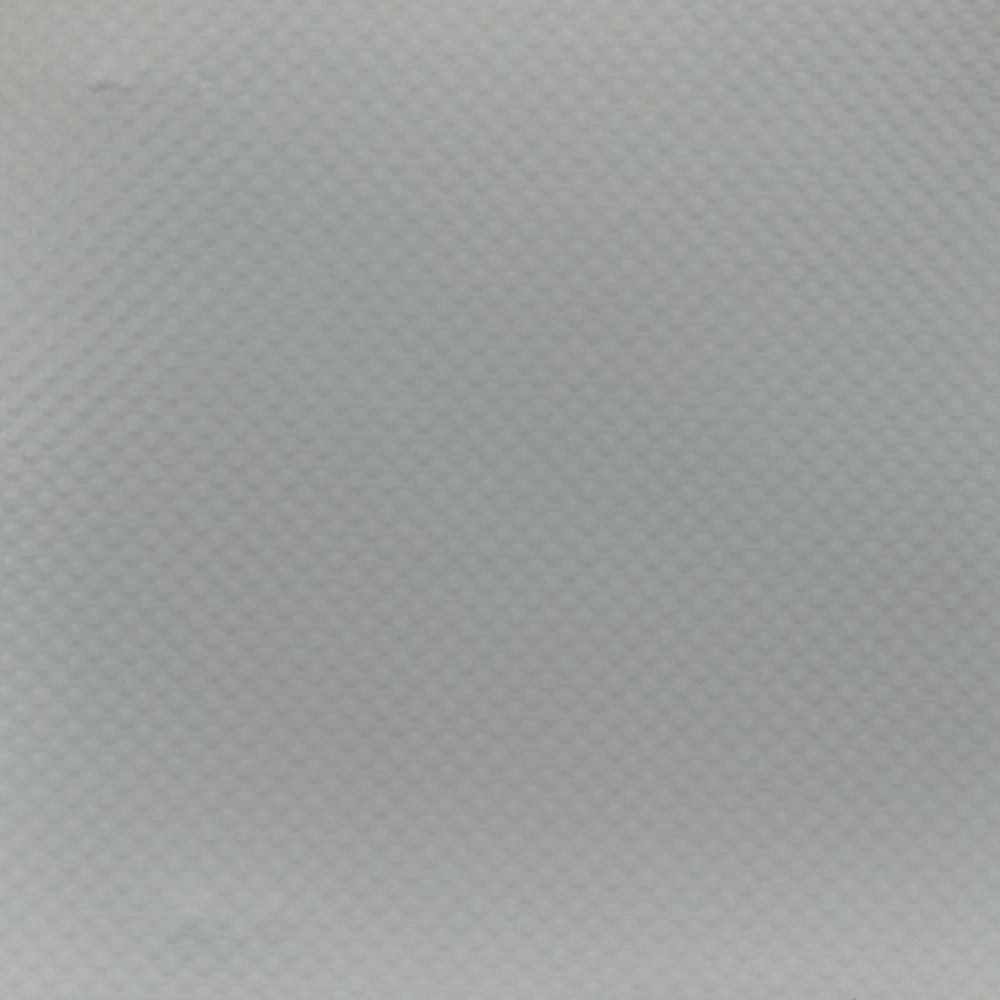 Picture of a sample of a light gray 18 oz PVC-Coated Polyester Fabric 14×14