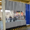 Picture of a gray industrial curtain whit clear showing the use of 12oz PVC coated polyester fabric