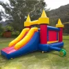 Colorful inflatable in the middle of a backyard showing the use of 18oz PVC coated polyester fabric.