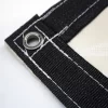 Picture of steel grommet and black webbing on a beige 10x12 18 oz multipurpose tarp