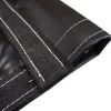 Picture of a close up of the vinyl dump tarp pocket depicting the webbing reinforcement on the outside of the pocket and on the the attachment btween the pocket and the rest of the tarp.