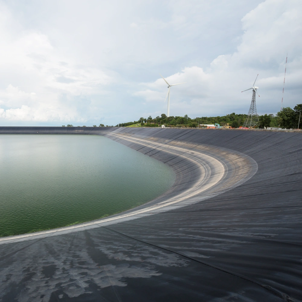 Picture of a black water reservoir depicting the use of 38oz PVC coated polyester fabric